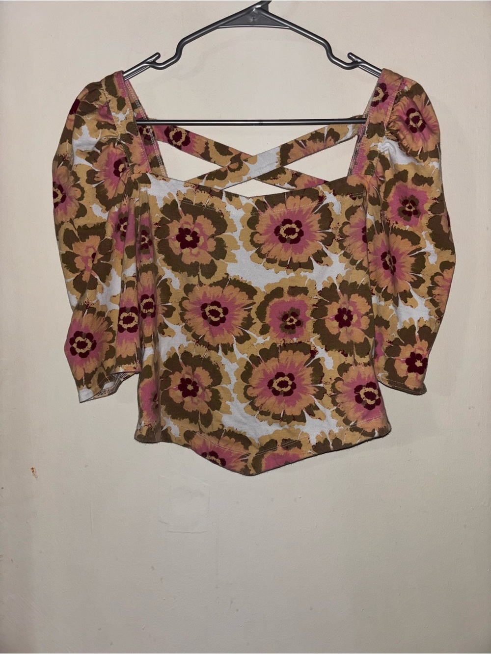 Free People “Gimme me more” Floral Square-Neck Crop Top